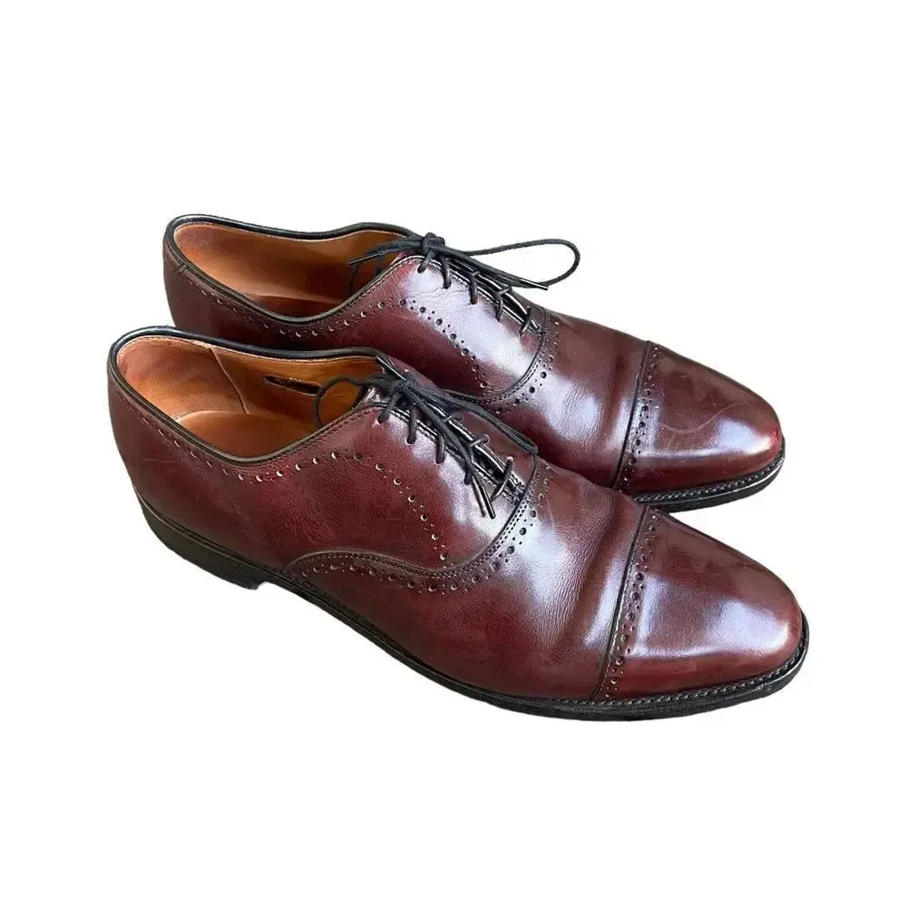 Allen Edmonds Hale Men's Brown Leather Cap Toe Lace Up Dress Shoes Size 10.5